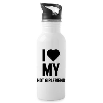 I Love My Hot Girlfriend - Girlfriend Funny Gift - Water bottle with straw - white - Right