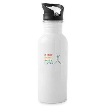Hike now work later - Trinkflasche mit integriertem Trinkhalm - Weiß - Rechts