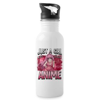 Anime Otaku Weeb - Water bottle with straw - white - Right