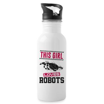 Robot Robotics Engineer Girl This - Water bottle with straw - white - Right
