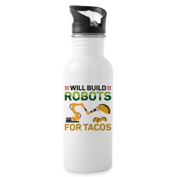 Robot Robotics Engineer Taco Will - Water bottle with straw - white - Right