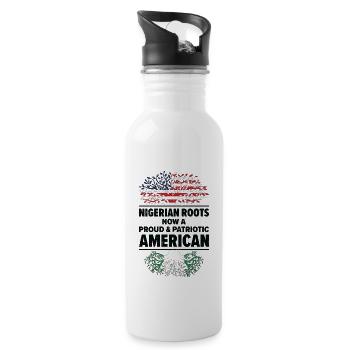 Born Nigerian Nigeria American USA Citizenship - Water bottle with straw - white - Right