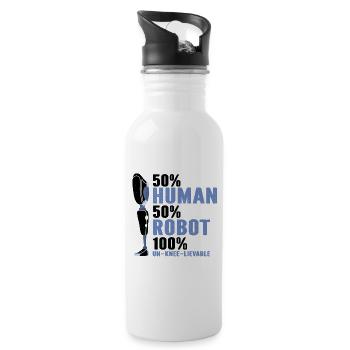 Beinprothesendesign und Beinprothesen - Trinkflasche mit integriertem Trinkhalm - Weiß - Rechts