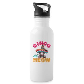 Cinco de Meow Mayo Fiesta Chat mexicain - Gourde avec paille intégrée - blanc - Droite
