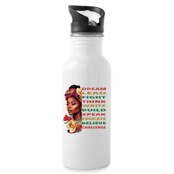 Afro Melanin Dream Lead Mois de l’histoire des Noirs - Gourde avec paille intégrée - blanc - Droite