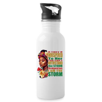 Black African Roots I Am the Storm Black History - Water bottle with straw - white - Right