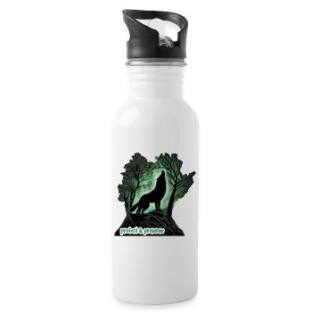 Wölfe Silhouette Naturschutz Tierschutz Wolf - Trinkflasche mit integriertem Trinkhalm - Weiß - Rechts