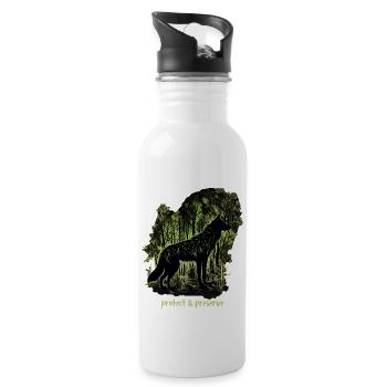 Wölfe Silhouette Naturschutz Tierschutz Wolf - Trinkflasche mit integriertem Trinkhalm - Weiß - Rechts