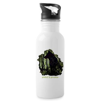 Wölfe Silhouette Naturschutz Tierschutz Wolf - Trinkflasche mit integriertem Trinkhalm - Weiß - Rechts