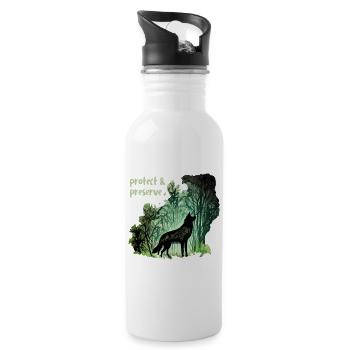 loups silhouette nature conservation bien-être animal loup - Gourde avec paille intégrée - blanc - Droite