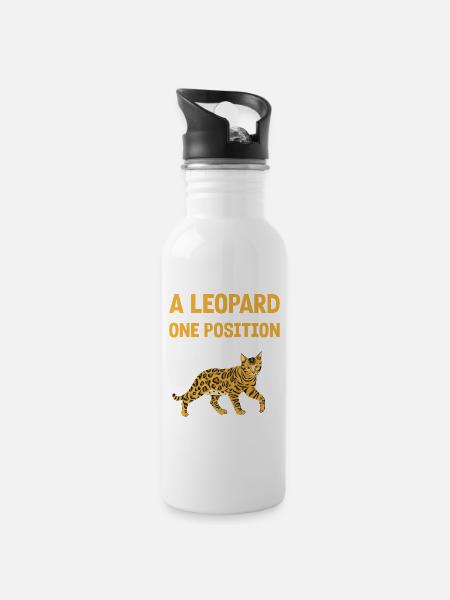 Bengal Katzenrasse Leopard Samtpfote Geschenk - Trinkflasche mit integriertem Trinkhalm - Weiß