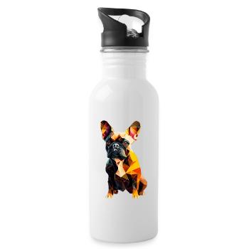 French Bulldog Frenchie Französische Bulldogge - Water bottle with straw - white - Right