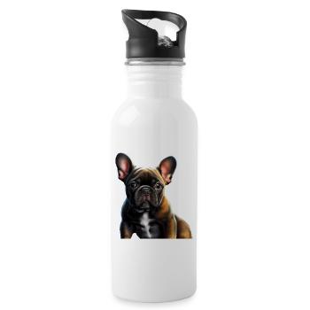 French Bulldog Frenchie Französische Bulldogge - Water bottle with straw - white - Right