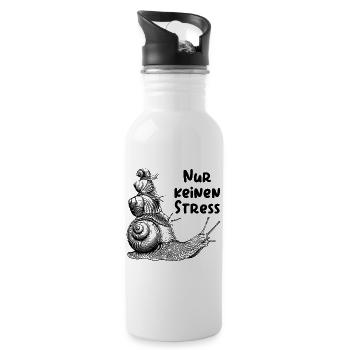 Nur keinen Stress - Weinbergschnecken - Trinkflasche mit integriertem Trinkhalm - Weiß - Rechts