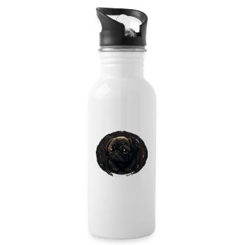 Bitte erschreck meinen Hund nicht Mopse Mops - Trinkflasche mit integriertem Trinkhalm - Weiß - Rechts