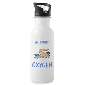Ohne Sauerstoff Kann Man Nicht Schwimmen - Trinkflasche mit integriertem Trinkhalm - Weiß - Rechts