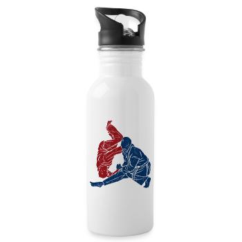 Koreanischer Kampfsport Hapkido - Trinkflasche mit integriertem Trinkhalm - Weiß - Rechts