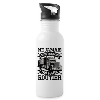 Papa Routier Poids Lourd - Gourde avec paille intégrée - blanc - Droite