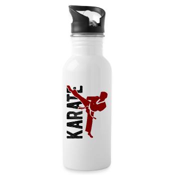 Japanischer Kampfsport Karate - Trinkflasche mit integriertem Trinkhalm - Weiß - Rechts