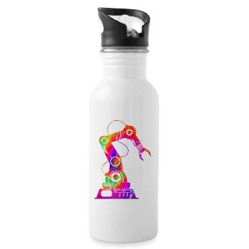 Robot Robotics Engineer Tie Dye - Trinkflasche mit integriertem Trinkhalm - Weiß - Rechts