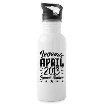 Born April 2013 Birthday Gift 2013 - Water bottle with straw - white - Right