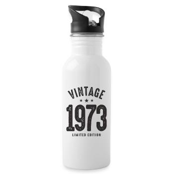 Vintage 1973 - 50th Birthday Classic Born 1973 - Water bottle with straw - white - Right