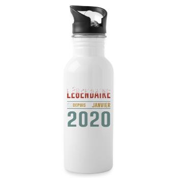 Légendaire Depuis Janvier 2020 Anniversaire - Gourde avec paille intégrée - blanc - Droite