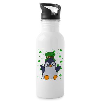 Manchot mignon Trèfle Saint-Patrick Pingouin - Gourde avec paille intégrée - blanc - Droite
