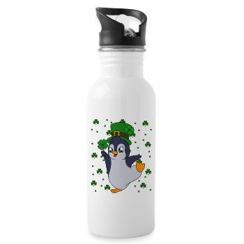 Manchot mignon Trèfle Saint-Patrick Pingouin - Gourde avec paille intégrée - blanc - Droite