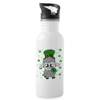 Moutons Trèfles Fête de la Saint-Patrick - Gourde avec paille intégrée - blanc - Droite