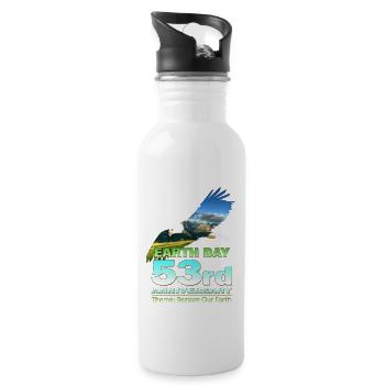 Nature Retro Green Design pour le Jour de la Terre 2023 - Gourde avec paille intégrée - blanc - Droite