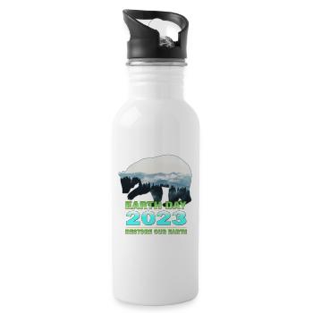 Retro Green Eco-Friendly: Earth Day 2023 - Water bottle with straw - white - Right