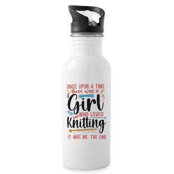 Tricoter une fille tricoteuse il était une fois - Gourde avec paille intégrée - blanc - Droite