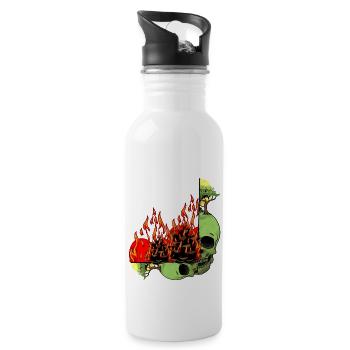 Planet Earth Climate Change Environment Nature Skull End - Water bottle with straw - white - Right