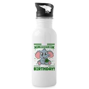 Niedlicher Elefant Kleeblätter St. Patrick's Day - Trinkflasche mit integriertem Trinkhalm - Weiß - Rechts