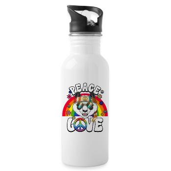 60s 70s Costume Peace Love Hippie - Water bottle with straw - white - Right