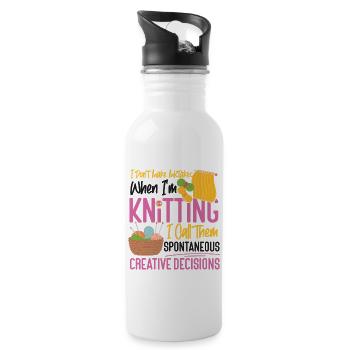 Knitting Knitter I Don't Make - Trinkflasche mit integriertem Trinkhalm - Weiß - Rechts