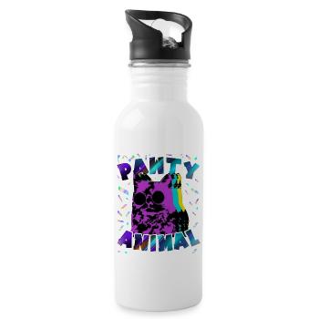 Pawty Animal Creepy Cat Toy Birthday - Water bottle with straw - white - Right