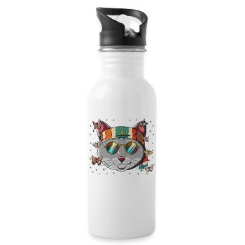 60s 70s Costume Groovy Hippie - Water bottle with straw - white - Right