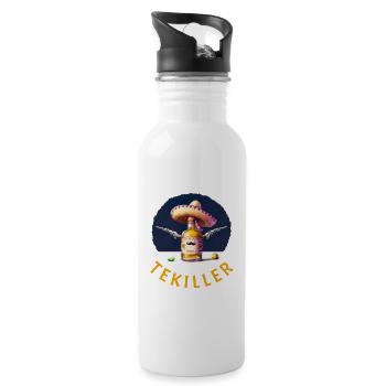 Tekiller Tequila Sombrero Alkohol Revolver Mexico - Trinkflasche mit integriertem Trinkhalm - Weiß - Rechts