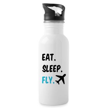 Pilot Eat Sleep And Fly Airplane - Water bottle with straw - white - Right