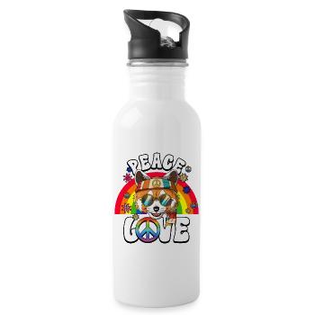 60s 70s Costume Peace Love Hippie - Gourde avec paille intégrée - blanc - Droite