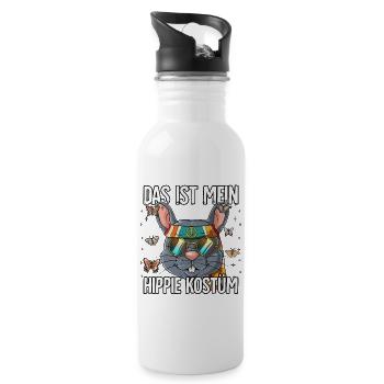 Das Ist Mein Hippie Kostüm 60er 70er Jahre Kostüm - Trinkflasche mit integriertem Trinkhalm - Weiß - Rechts