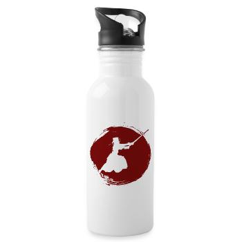 Japanischer Schwertkampf Kendo - Trinkflasche mit integriertem Trinkhalm - Weiß - Rechts