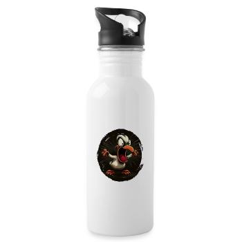 Erwachet Die Ente ist nah Duck Ente lustiges Enten - Trinkflasche mit integriertem Trinkhalm - Weiß - Rechts