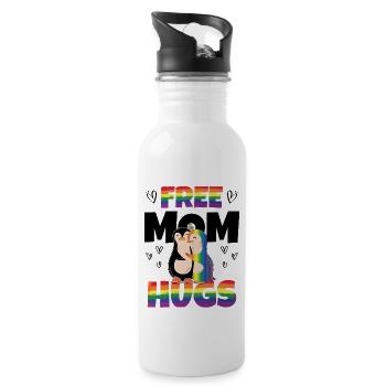 Kostenlose Mama-Umarmungen - Trinkflasche mit integriertem Trinkhalm - Weiß - Rechts