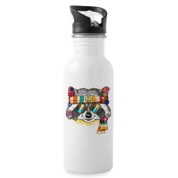 60s 70s Costume Groovy Hippie - Water bottle with straw - white - Right