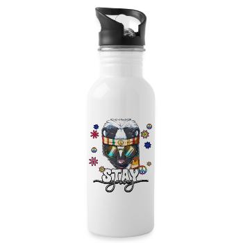60s 70s Costume Stay Groovy Hippie - Water bottle with straw - white - Right
