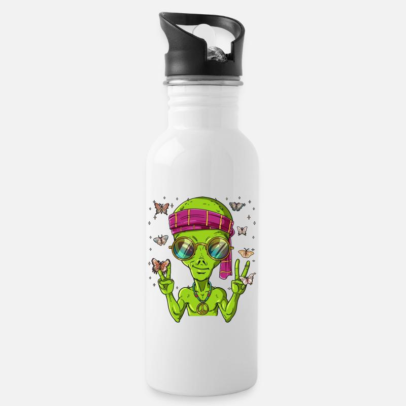 60s 70s Costume Groovy Hippie - Gourde avec paille intégrée - blanc