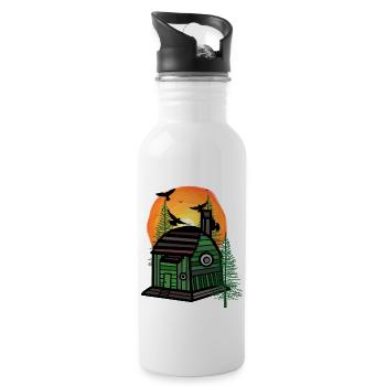 Forest Dwellers Nature Lovers Cabin Tiny Cabin House - Water bottle with straw - white - Right